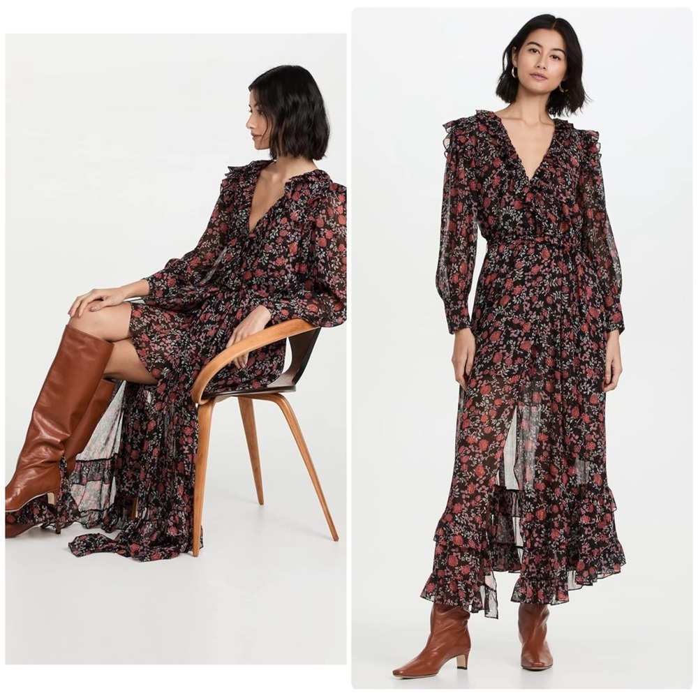 New! Misa Los Angeles Gabriela Floral Long Sleeve Maxi Dress Small